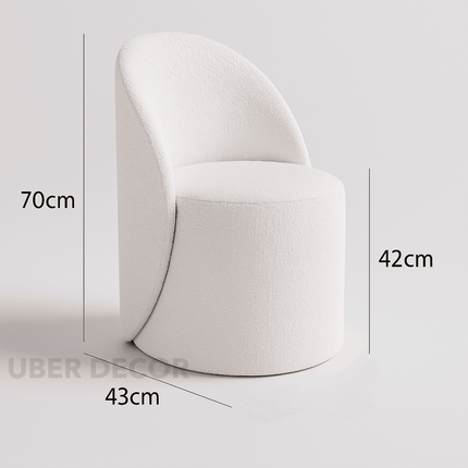 Royal Twirl Swivel Chair- Cute White Backrest Pouffe Chair for Bedroom & Makeup