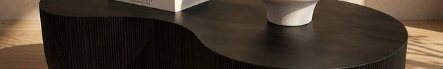 Rokel Wabi-Sabi Organic Sculpt Coffee Table – Japandi Minimalist Ribbed Center Table for Luxury Living Room