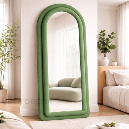 Velvet Arch Luxe Double Upholstered Full-Length Mirror for Bedroom Home Decor