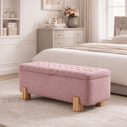 Lunari Wavy Minimalist Flip Top Storage Bench – Scandinavian-Inspired Organizer for Entryways, Bedrooms & Compact Living Spaces
