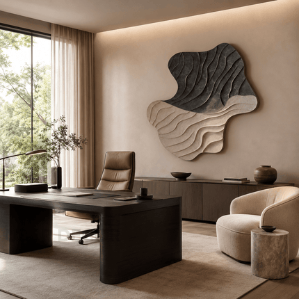 Flowing Terrain Japandi Wall Art – Organic Wave Relief Sculpture for Living Room, Entryway & Modern Interiors