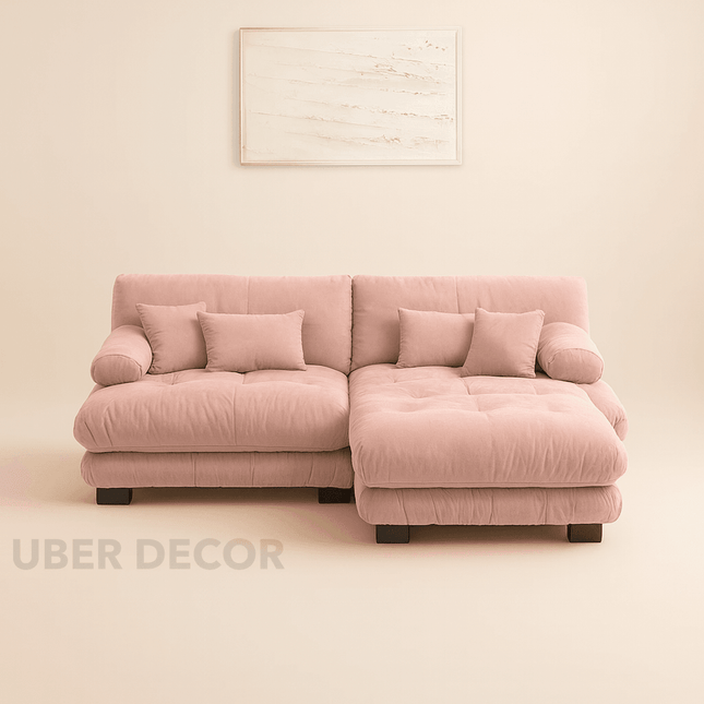 Lorain Sectional Sofa Couch with Lounger Scandinavian Contemporary Modern Furniture for Lounge, Suite, and Bedroom