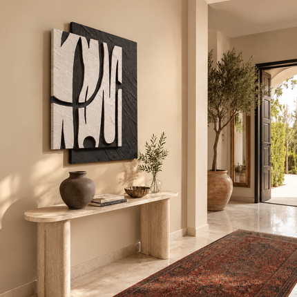 Layered Shadow Lines Japandi Wall Art – Geometric Relief for Lounge