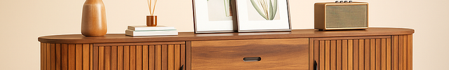 Isola Slatted Tambour Console Table with Metal Legs Customisable Finish Made to Order for Living Room and Entryway Furniture