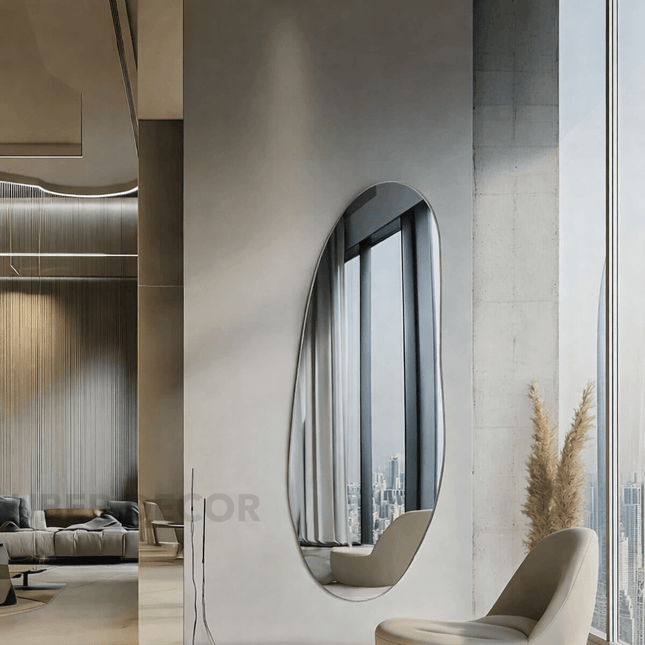 Aeris Frameless HD Mirror – Full-Length Arched Floor Mirror Leaning or Standing Design for Bedroom, Living Room & Dressing Areas