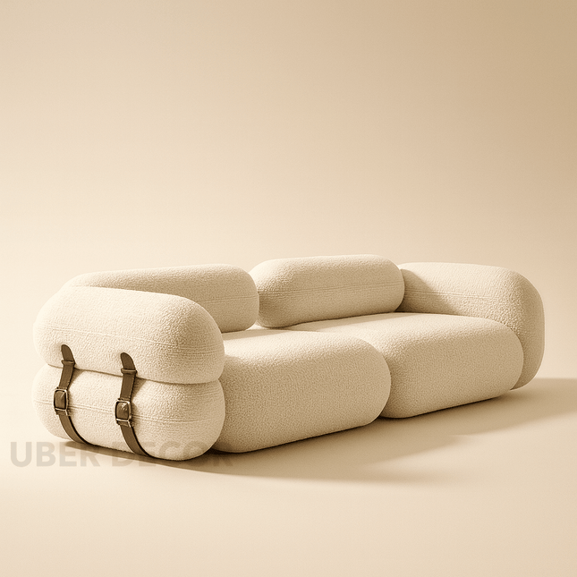 Kigali Designer Sofa Modern Japandi Wabi-Sabi Style Couch with Strap Detailing