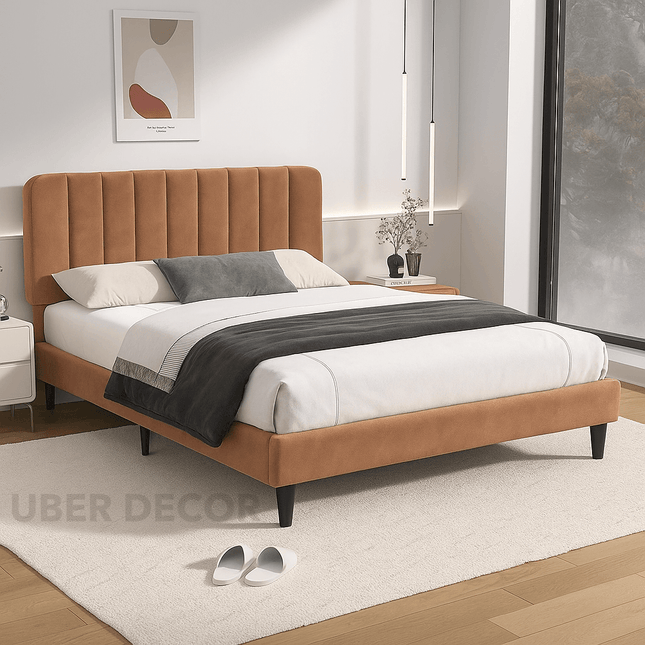 Dreamy Dusk Japandi Curved Budget Storage Bed – Modern Bedroom Essential