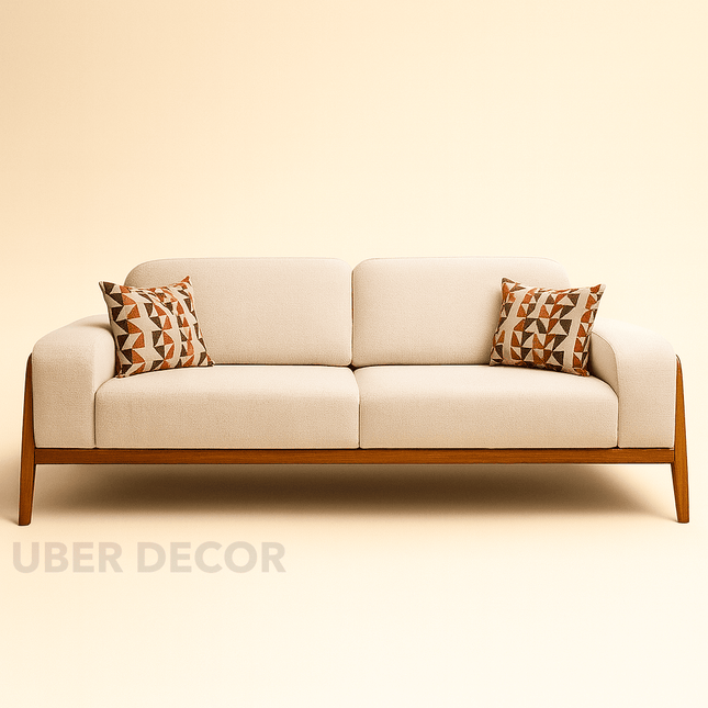 Andria Mid-Century Modern Sofa Wooden Frame Minimalist Couch for Living Room