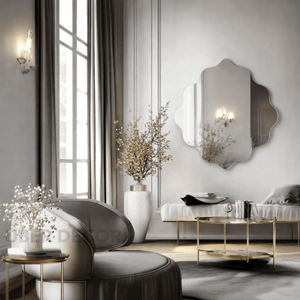 GlowRef Frameless HD Mirror – Scalloped Round Wall Mirror for Living Room, Bathroom & Entryway