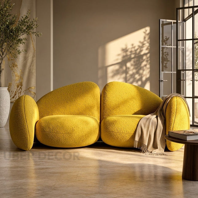 Rumi Modern Wabi Sabi Pebble Sofa Luxury Sculptural Sofa for Living Room, Lounge Area