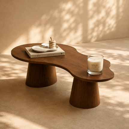 Vistula Mid Century Modern Japandi Coffee Table Scandinavian Freeform Center Table with Cylindrical Legs Custom Made for Living Room