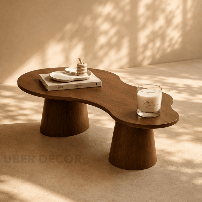 Vistula Mid Century Modern Japandi Coffee Table Scandinavian Freeform Center Table with Cylindrical Legs Custom Made for Living Room