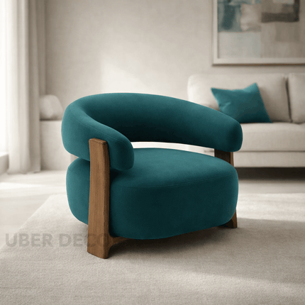 Tranquil Arc Living Room Chair Mid Century Modern American Inspired Solid Wood Frame Fixed Base Contemporary Chair Lounge and Bedroom