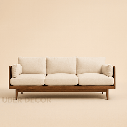 Suez 3-Seater Modern Wooden Sofa Minimalist Mid-Century Couch for Living Room