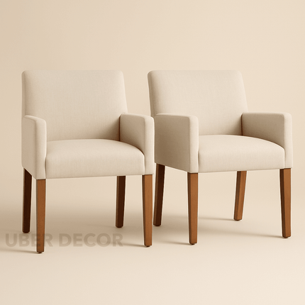 Rivra Contemporary Dining Chair Set of 2 Modern Armchair Style Custom Made Design Ideal for Dining Room Formal Dining Hall - Uber Decor