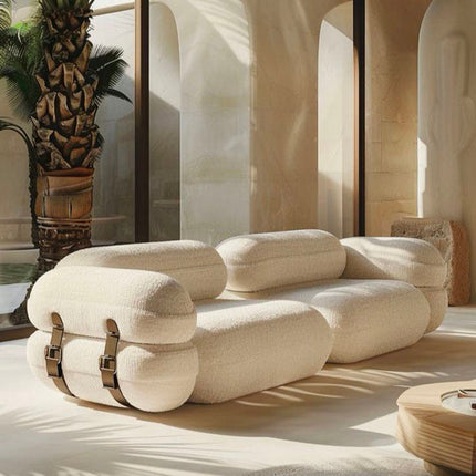 Kigali Designer Sofa Modern Japandi Wabi-Sabi Style Couch with Strap Detailing