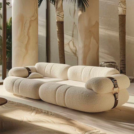 Kigali Designer Sofa Modern Japandi Wabi-Sabi Style Couch with Strap Detailing