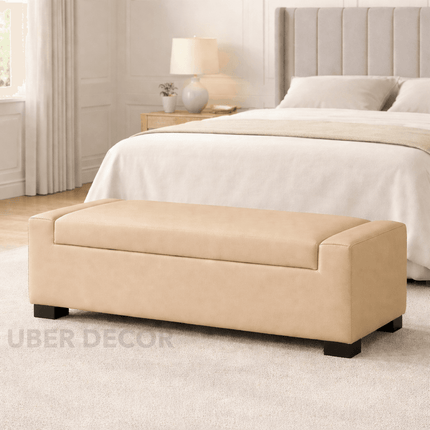 Marlow Rectangular Storage Bench with Hinged Lid for Modern Living Room & Bedroom Organizer for Seating, Footrest & Hidden Storage