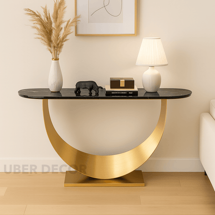 Solstice Arch Hallway Table – Custom Black or White Marble Top with Sculptural Arch Base Mid‑Century Modern Accent
