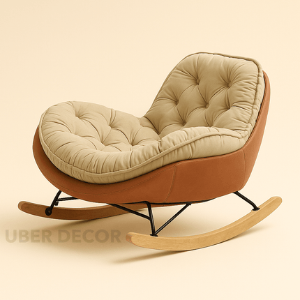 Celyra- Nordic Modern Accent Wide Base Tufted Armchair Rocking Accent Chair for Reading Room or Living Room