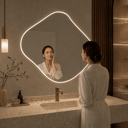 Adeline Frameless Wall Hanging LED Mirror – Front Lit or Back Lit Modern Bathroom Vanity Mirror