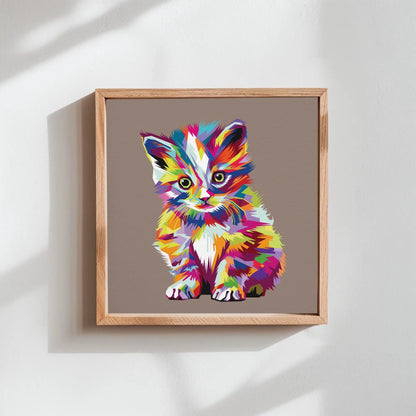 Abstract Cute Kitten Print Animal Wall Art - Uber Decor