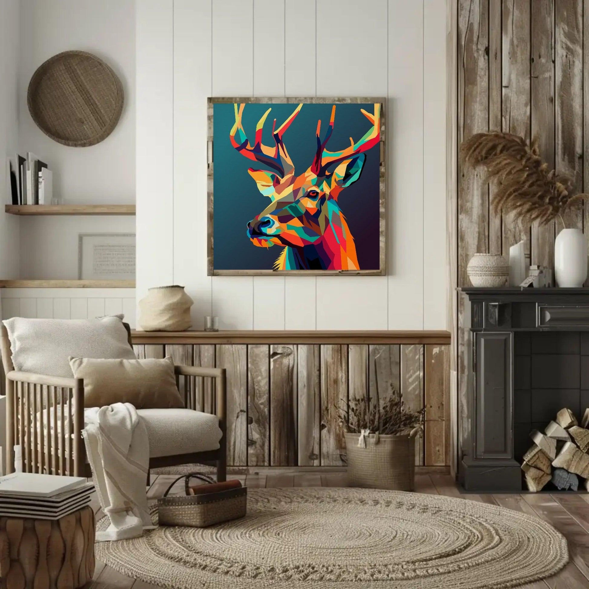 Abstract Deer Print Animal Wall Art - Uber Decor