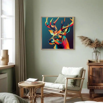 Abstract Deer Print Animal Wall Art - Uber Decor