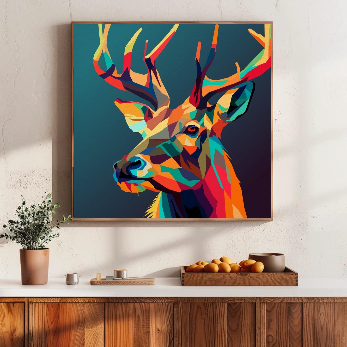 Abstract Deer Print Animal Wall Art - Uber Decor