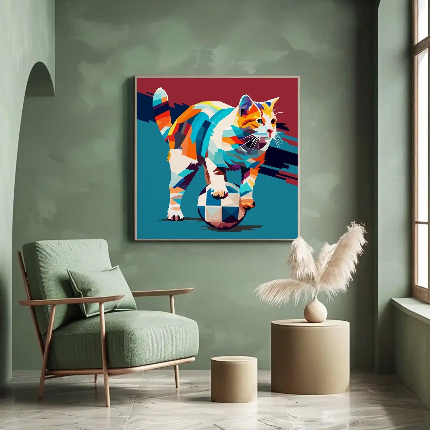 Abstract Kitten Print Animal Wall Art - Uber Decor