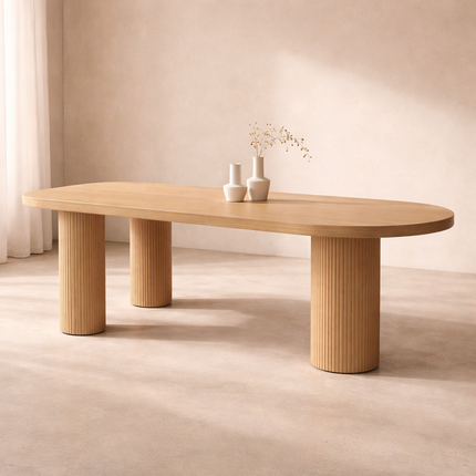 Aureva Oval Dining Table Contemporary Architectural Design Solid Base Made to Order Dining Table for Dining Room and Kitchen Dining Area