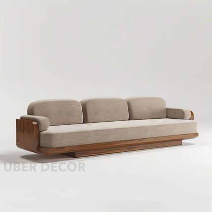 Pondicherry 3-Seater Modern Wooden Sofa Minimalist Luxury Couch for Living Room