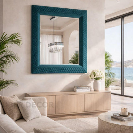 Cambridge Classic Tufted Full-Length Square Upholstered Bedroom Mirror- Luxury Mirror