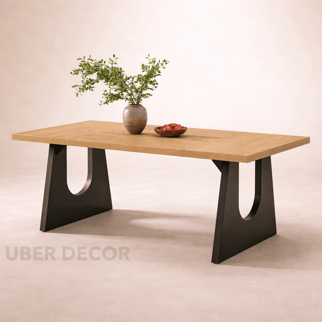 Meadow Gather Solid Wood Dining Table Modern Contemporary Design with Sculptural Base for Dining Room and Family Dining Area