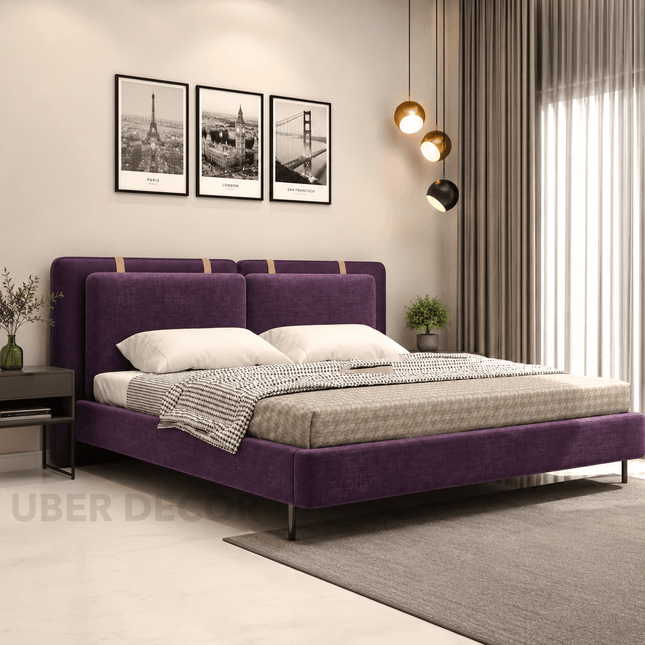 Modern Muse Bed – Dual-Tone Upholstered Headboard Platform Bed