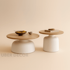 Set of 2 / Off White/Light Oak