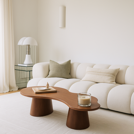 Vistula Mid Century Modern Japandi Coffee Table Scandinavian Freeform Center Table with Cylindrical Legs Custom Made to Order for Living Room