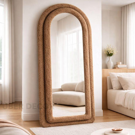 Velvet Arch Luxe Double Upholstered Full-Length Mirror for Bedroom Home Decor