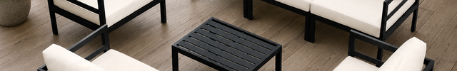 Deckaro Contemporary Outdoor Sofa & Chair Set with Slatted Coffee Table for Deck, Patio & Courtyard | Uber Decor