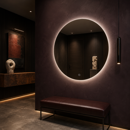 Lumora Round Design led mirror- 3-colour frontlit or backlit touch button led frameless bathroom vanity mirror
