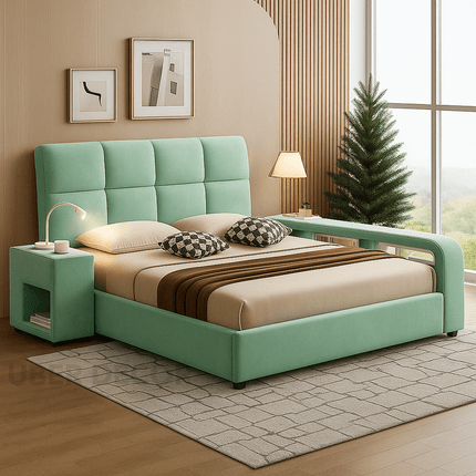 Slumber Edge Contemporary Curved Platform Bed with Storage – Modern Bedroom Essential