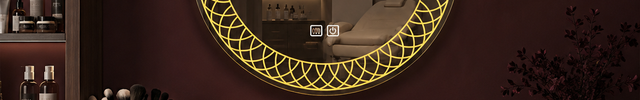 Mandala Round Frameless Front or Backlit Mirror with LED Lights- Touch Sensor Mirror for Bathroom and Bedroom