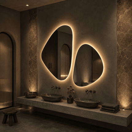 Twinza Two Piece Frameless LED Mirror Set with Front or Back Lit for Vanity and Modern Interiors