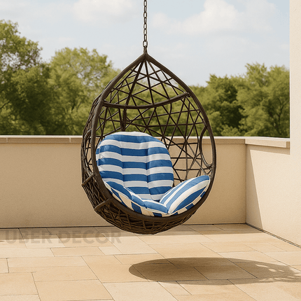 CoastNest Cocoon Swing Chair – Nautical Outdoor Elegance| French Riviera Inspired for Terraces, Patios, Living Rooms & Study Corners