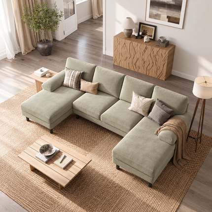 Zenora Wabi-Sabi Modern Sectional Sofa Set with Chaise - Spacious Couch for Living & Study Spaces
