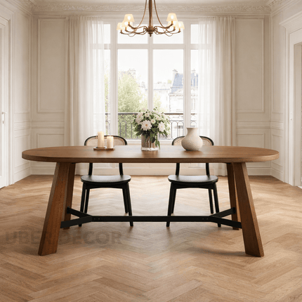 Terren Form Oval Dining Table Mid Century Scandinavian Design Angled Legs Ideal for Dining Room Conference Table or Home Office Desk