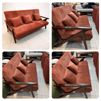 Anesa 55" 2-Seater Mid-Century Wooden Couch Customisable Compact Sofa for Living Room or Balcony
