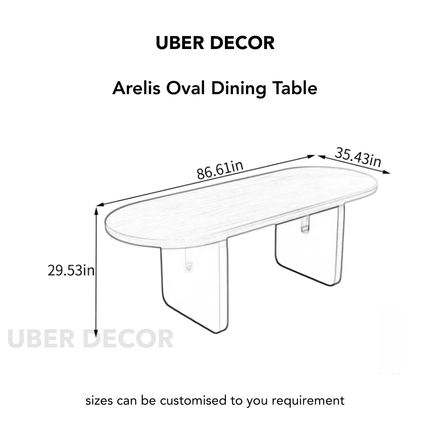 Arelis Oval Dining Table Contemporary Minimal Design Solid Wood Base Made to Order Dining Table for Dining Room and Kitchen Dining Area