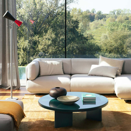 Potomac Coffee Table, Modern Round Minimalist Glossy Center Table with Three-Panel Base for Living Room