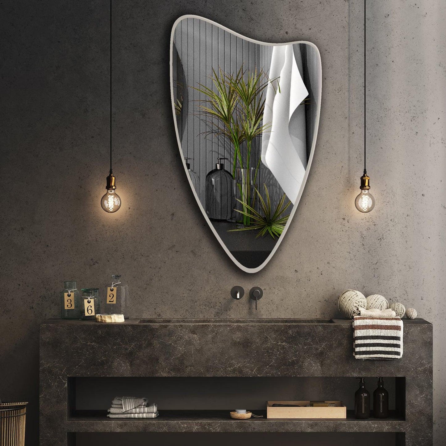 Asymmetrical Wall Mirror – Modern Elegance for Your Home - Uber Decor